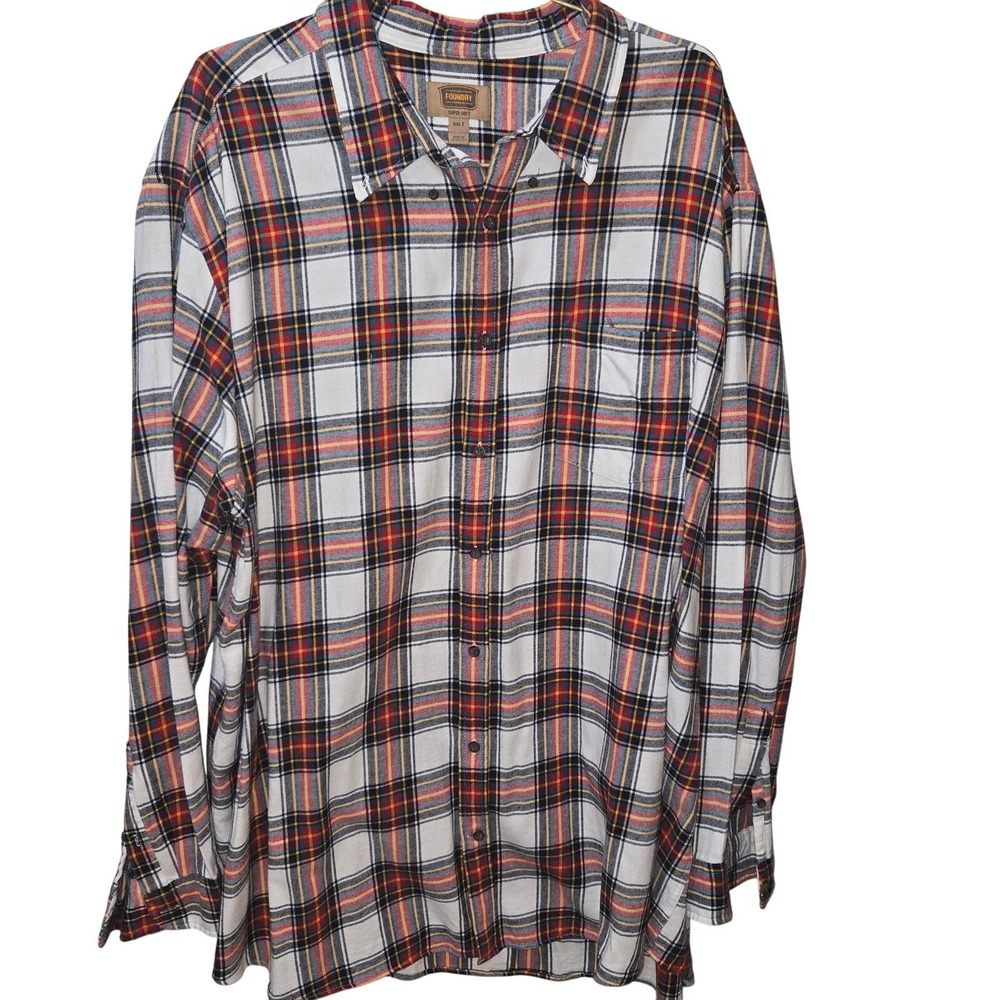 Foundry Supply Co. Super Soft Plaid Button Up Shirt Mens 4XLT